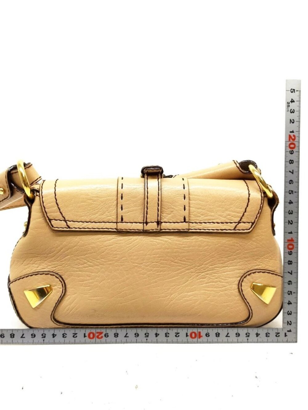Dolce & Gabbana Vintage Y2K D-Ring Shoulder Bag Beige Leather Gold Hardware - Picture 2 of 12
